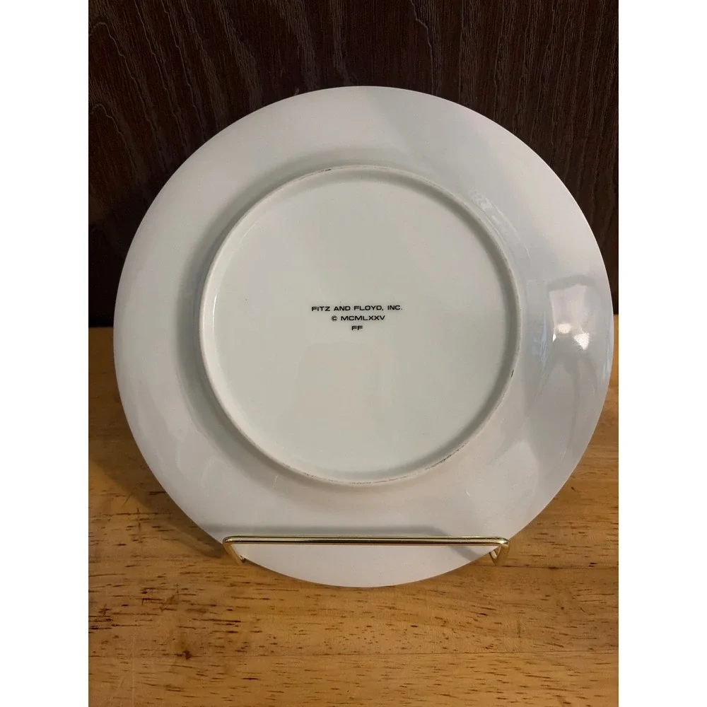 Fitz and Floyd Salad Bread Plate 7.5in Yellow Excellent Vintage 1975 Stripe